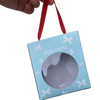 Boîte cadeau personnalisée portable en PVC transparent avec fenêtre pour chaussures de bébé princesse, chaussures pour tout-petits, chaussures pour enfants, boîte d'emballage