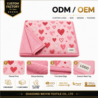 Manta de Felpa Personalizada al por Mayor para San Valentín, de Franela y Sherpa, con Estampado y Logotipo, Embalaje para Programas de Marca Minorista