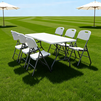 Table pliante multifonctionnelle de type chevalet, 6 pieds, en plastique HDPE, pliable en deux, pour exposition