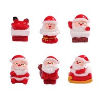 Figurine Kotak Hadiah Santa Natal, Aksesoris Dekorasi Kerajinan Resin DIY Pemandangan Salju, Ornamen Mini untuk Meja