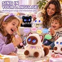 Robot Chat en Peluche Connecté à l'Application Tuya, Capteur Tactile Interactif, Dialogue Multilingue, Cadeau Éducatif pour les Enfants de 8 Ans et Plus, Unisexe