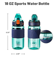 Bouteille d'eau Tritan de 530 ml sans BPA, réutilisable, recyclable, anti-fuite, pour étudiants, peut être placée dans le sac d'école