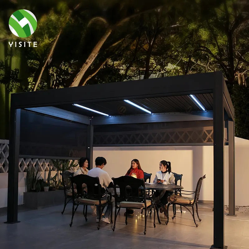 Thiết kế hiện đại bioclimatic mái hiên che không thấm nước Louvre mái louver gazebo ngoài trời nhôm pergola nhôm Điện pergola