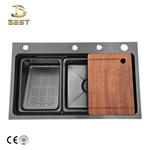 ชุดอ่างล้างจานขนาดใหญ่ทำจากเวียดนามทำด้วยมือทำจากสเตนเลสสตีลหนาแบบรังผึ้งก๊อกน้ำแบบเดี่ยวสไตล์น้ำตก - Product Image 4