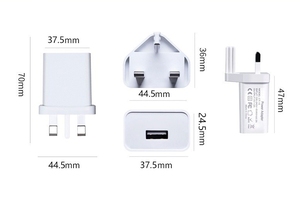 Đen Trắng điện tường cắm adapter 5V <span class=keywords><strong>1A</strong></span> 2A Anh cắm sạc nhanh <span class=keywords><strong>USB</strong></span> sạc - Product Image 6
