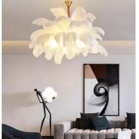 Lustre en plumes d'autruche nordique, art de l'oiseau, salon, chambre à coucher, lampe suspendue d'intérieur, décoration de la maison, lampes de plafond