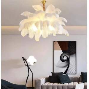 <span class=keywords><strong>Lampadario</strong></span> Nordico con Piume di Struzzo, Lampada a Sospensione per Soggiorno e Camera da Letto, Decorazione Domestica - Product Image 2