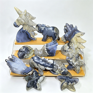 Figuras Mixtas de Animales Talladas en Ágata Volcánica Fluorescente UV: Unicornio, Elefante, Estrella de Mar, Búho. Piedra Curativa, Decoración del Hogar, Venta al por Mayor - Product Image 2