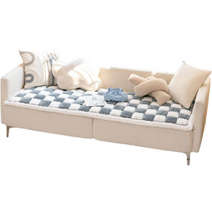 Funda de sofá lavable de varios tamaños, almohadilla para perro y gato, funda protectora de sofá, manta de cama para perro de franela antideslizante cuadrada a cuadros grande - Product Image 1