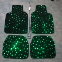 Tapis de sol de voiture en nylon de luxe avec fibres optiques LED, ensemble complet pour la décoration intérieure de voiture, avec étoiles scintillantes, tapis lumineux pour le sol