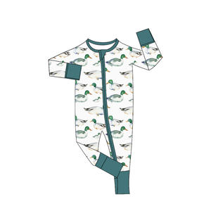 Moq bajo con estampado personalizado, ropa <span class=keywords><strong>de</strong></span> bambú <span class=keywords><strong>para</strong></span> niños, pijamas <span class=keywords><strong>de</strong></span> manga larga <span class=keywords><strong>para</strong></span> otoño e invierno, peleles azules con cremallera <span class=keywords><strong>para</strong></span> bebés y niños - Product Image 2