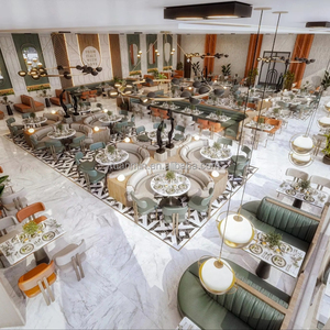 Ensemble de mobilier de restaurant de luxe personnalisé, nouveau mobilier en bois pour grands banquets d'hôtel, canapés et chaises <span class=keywords><strong>avec</strong></span> coussins en cuir, <span class=keywords><strong>table</strong></span> <span class=keywords><strong>basse</strong></span> - Product Image 1