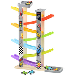 Pista de Carreras Multicapa con Coches de Inercia, Juguete de Madera para Niños, Desafío de Seguimiento Visual para Bebés, Niños y Niñas - Product Image 1
