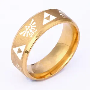 5设计时尚珠宝塞尔达批发不锈钢戒指动漫塞尔达传奇三角标志情侣戒指