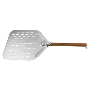 Espátula perforada para transferir pizza, cuadrada, de aluminio, 67.5X29.5 cm, con mango de roble, para hornear pizza. - Product Image 3