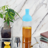 Bouteille en verre borosilicate haute résistance 1000 ml, infuseur à thé froid résistant aux hautes températures, avec filtre en acier inoxydable 304