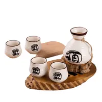 Japon tarzı Sake Pot 4 kap seti seramik japon mutfağı Sake Pot seti ile dört bardak