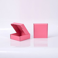 Boîte d'expédition carrée petite en carton ondulé rigide recyclable rose personnalisée pour e-commerce, impression sur mesure, faible MOQ, en stock