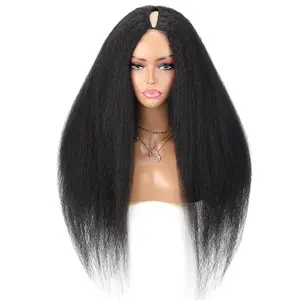 Highknight Wholesale Price Brazilian Virgin Human Hair Kinky Straight Wigs Machine Made V Part Wig Human Hair For Black Women