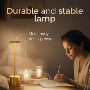 Lampe de table LED sans fil rechargeable portable de luxe moderne pour restaurant, idéale pour les dîners romantiques (vente en gros) - Product Image 4