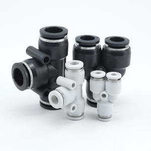 Nouveau raccord en T pneumatique à solénoïde en laiton, adaptateur à connexion rapide pour tuyaux d'air, réducteur en plastique noir et blanc PE46/8/10/12/16mm - Product Image 1