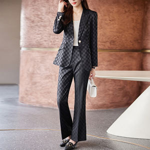 Conjunto de Chaqueta y Pantalón Formal de Negocios para Mujer, Traje de Oficina con Cierre de un Solo Botón y Botón Decorativo, Elegante y Profesional - Product Image 3