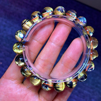 Bracelet extensible en pierres naturelles de guérison : Quartz Rutile Doré, Améthyste et Pierres Précieuses Assorties pour Collection