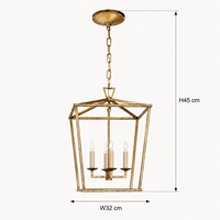 Lustre suspendu carré en laiton antique à 4 lumières pour hall d'entrée, salle à manger, éclairage intérieur personnalisé