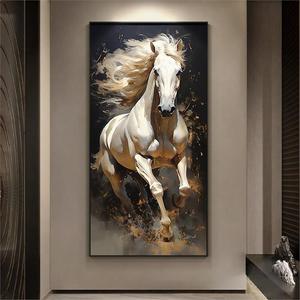 Tableau encadré en porcelaine de cristal Xuan Guang, motif cheval, pour entrée de maison, murale de salon, peinture lumineuse moderne, collection Cheval Arrives Succès - Product Image 3