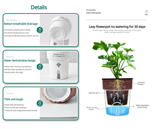 Pot de fleurs paresseux à absorption d'eau automatique, pot en plastique pour la <span class=keywords><strong>maison</strong></span>, <span class=keywords><strong>plante</strong></span> en pot hydroponique, artefact pouvant être personnalisé avec des motifs - Product Image 2