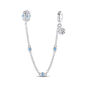Nouveaux articles européens et américains vendus à chaud série marine été bleu méduse bricolage <span class=keywords><strong>cheval</strong></span> tortue perles pendentif plaqué argent - Product Image 2