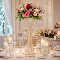 Support de centre de table en cristal doré pour décoration de mariage, support floral de luxe pour centre de table, présentoir décoratif pour fête