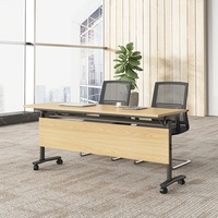 Ensemble table et chaises de réunion de bureau modernes et simples, table de formation longue pliable avec roulettes pour la formation et les discussions du personnel scolaire