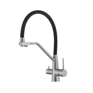 Grifo de Cocina de Acero Inoxidable 304, Monomando, Activación con Llave, Montaje en Encimera, Válvula Cerámica Moderna, Rotación de 360 Grados, Agua Pura - Product Image 2