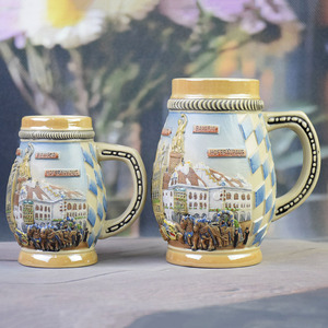 Jarra de Cerveza de Porcelana Estilo Alemán Clásico con Asa, Diseño de Relieve de Monumentos de Múnich, Sublimación, Ecológica, Reutilizable, Temática de Baviera - Product Image 5