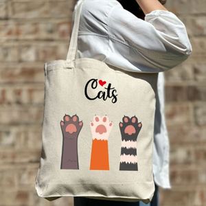 Large Custom Animal Printed Cotton Canvas Tote Bag for Women Eco-friendly Casual Use Shoulder Shopping Bags Keymay <b>Open</b> Closure - Product Image 5