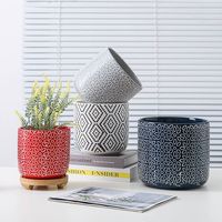 Pot de fleur en céramique émaillée d'art de cour/meubles populaire avec des motifs complexes de fleurs et de feuilles pour les décorations de jardin