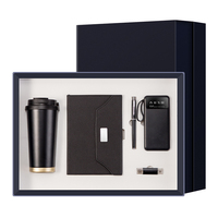 Ensemble cadeau d'entreprise personnalisable VIP 5 en 1 : tasse, carnet, stylo, batterie externe et clé USB pour les entreprises