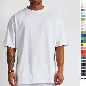 Camiseta de algodón lisa con estampado Vintage para hombre, ropa de marca personalizada de alta calidad, en blanco, diseño de gran tamaño con hombro caído, venta al por mayor