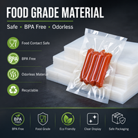 Sachet sous vide plat transparent en PET+PE thermosoudé pour aliments surgelés, emballage sous vide lisse pour viande fraîche