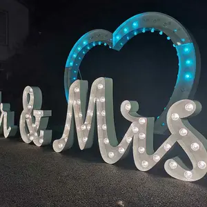 定制巨型选框字母4英尺大灯灯泡标志结婚生日周年纪念装饰爱情标志