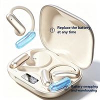 Écouteurs TWS sans fil rotatifs à 90 degrés M143 2026 avec affichage numérique et batterie de rechange interchangeable pour le sport