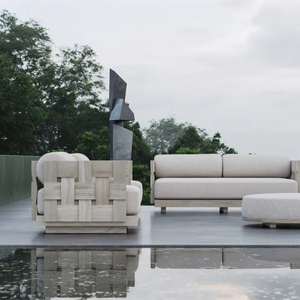 Ensemble de canapés de luxe en teck pour l'extérieur, résistant aux intempéries, pour jardin, patio, hôtel et cour - Product Image 4