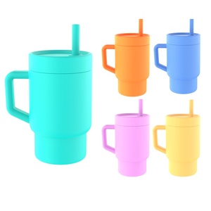 Borge 266ml chống rò rỉ rơm không thấm nước Silicone cốc nước Bộ đồ ăn sippy Cup và xử lý quà tặng cho trẻ em cho drinkware - Product Image 1