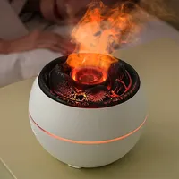 USB Flamme Volcan Humidificateur Aroma Diffuseur Ultrasonique Veilleuse Fogger pour Home Office Car Essential Oils Volcano Night Light