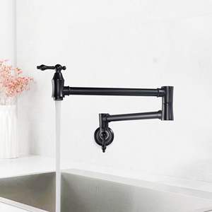 Robinet de cuisine mural DB Potfiller, rotation à 360 degrés, acier inoxydable noir, design moderne - Product Image 5