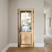 Porte d'entrée extérieure de luxe Penjoy en bois avec verre Low-E, couleurs personnalisées, construction bois-aluminium, design moderne pour