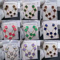 Gelang dan kalung bermotif semanggi empat daun 15mm berlapis baja tahan karat berkualitas tinggi, elegan, dan mewah.