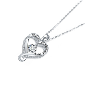 Collana a catena a doppio strato con cuore in rame e zirconi, stile Europa America, per l'amore eterno, da donna, <span class=keywords><strong>Ocean</strong></span> <span class=keywords><strong>Star</strong></span> Twelve - Product Image 5