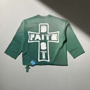 Camiseta OEM de algodón grueso con efecto desgastado, estampado gráfico personalizado, estilo vintage, para hombre, corte holgado, extragrande, unisex - Product Image 2